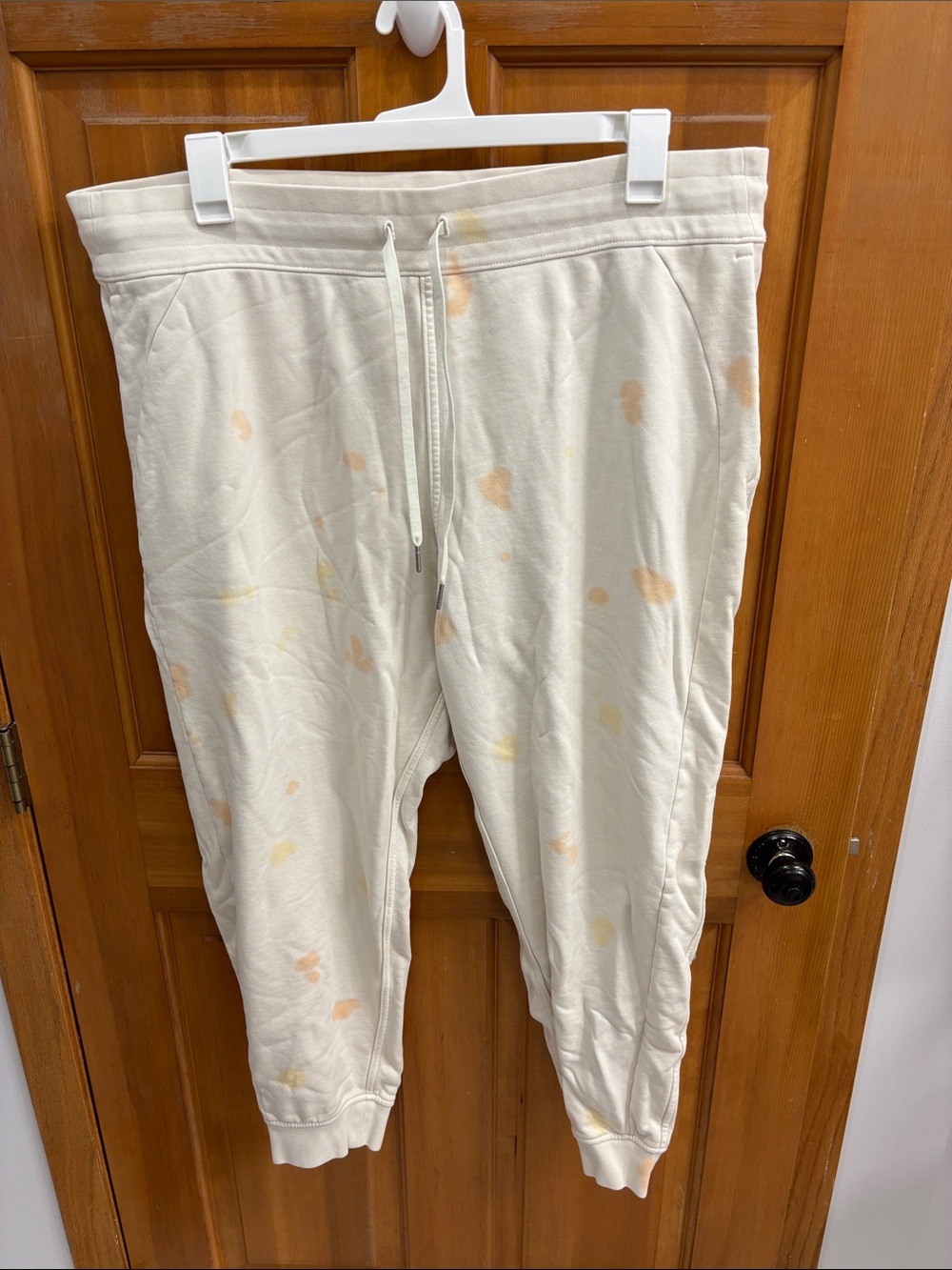 lululemon athletica Cream Tie-Dye Jogger Pants with Peach & Yellow Accents